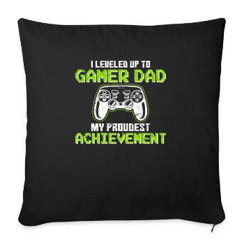 Gamer Papa Ma réalisation la plus fière Jeu vidéo Gamin - Housse de coussin décorative 45 x 45 cm - noir - Devant