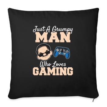 Funny Grumpy Man Who Loves Gaming Gamer Dad Video - Sofa pillowcase 17,3'' x 17,3'' (45 x 45 cm) - black - Front