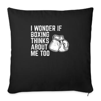 Je me demande si la boxe pense à moi trop drôle Boxin - Housse de coussin décorative 45 x 45 cm - noir - Devant