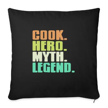 Cuire. Héros. Mythe. Legend Retro Cooking T-Shirt - Housse de coussin décorative 45 x 45 cm - noir - Devant
