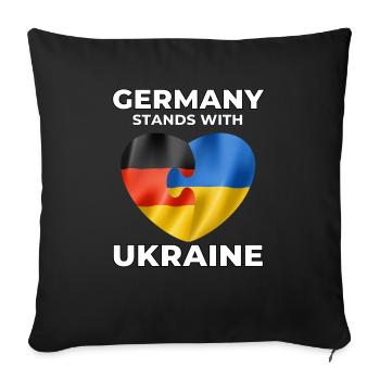 Germany supports Ukraine - Sofa pillowcase 17,3'' x 17,3'' (45 x 45 cm) - black - Front