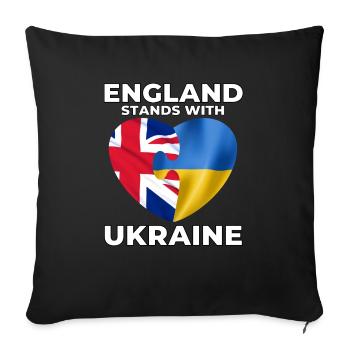 England supports Ukraine - Sofa pillowcase 17,3'' x 17,3'' (45 x 45 cm) - black - Front