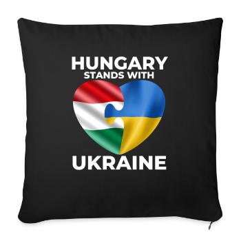 Hungary supports Ukraine - Sofa pillowcase 17,3'' x 17,3'' (45 x 45 cm) - black - Front