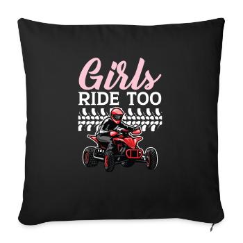 Girls Ride Too Quad Princess Quad Bike Offroading - Sofa pillowcase 17,3'' x 17,3'' (45 x 45 cm) - black - Front