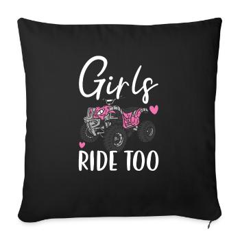 Girls Ride Too Quad Princess Quad Bike Offroading - Sofa pillowcase 17,3'' x 17,3'' (45 x 45 cm) - black - Front