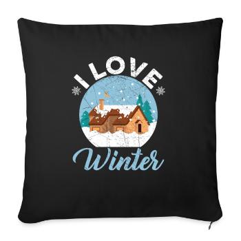 I Love Winter Snow Snowy Climate Winter Season - Sofa pillowcase 17,3'' x 17,3'' (45 x 45 cm) - black - Front