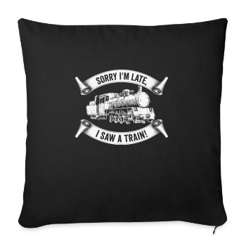 Train Locomotive Hobby Trainspotting Railfan - Sofa pillowcase 17,3'' x 17,3'' (45 x 45 cm) - black - Front