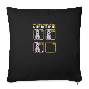 Soft Coated Wheaten Terrier Guide pour l’entraînement Sit - Housse de coussin décorative 45 x 45 cm - noir - Devant