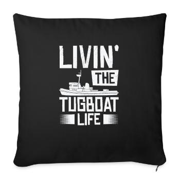 Remorqueur à voile Remorqueur Bateau de sauvetage Navire - Housse de coussin décorative 45 x 45 cm - noir - Devant