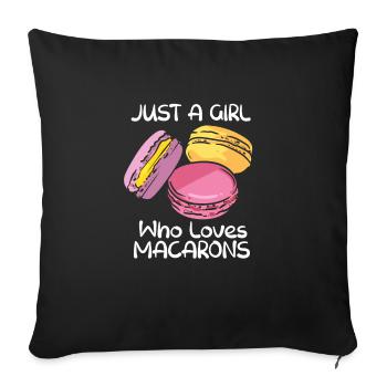 Just A Girl Who Loves Macarons Macaroon French - Sofa pillowcase 17,3'' x 17,3'' (45 x 45 cm) - black - Front