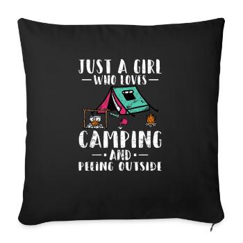 Juste une fille qui aime camper et faire à l’extérieur - Housse de coussin décorative 45 x 45 cm - noir - Devant