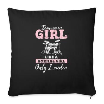 Drummer Girl Funny Drummer Percussion Drums Band M - Sofa pillowcase 17,3'' x 17,3'' (45 x 45 cm) - black - Front