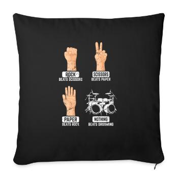 Rock Paper Scissors Nothing Beats Drumming Funny D - Sofa pillowcase 17,3'' x 17,3'' (45 x 45 cm) - black - Front
