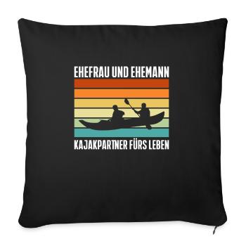 Ehefrau Und Ehemann Kajakpartner Fürs Leben - Sofakissenbezug 45 x 45 cm - Schwarz - Vorne
