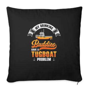 Remorqueur Drinking Buddies Alcool Remorqueur Capitaine - Housse de coussin décorative 45 x 45 cm - noir - Devant