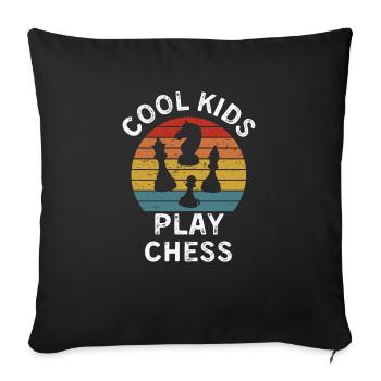 Les enfants cool jouent aux échecs - Housse de coussin décorative 45 x 45 cm - noir - Devant