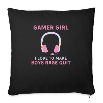 Gamer Girl Funny Quote Gaming Girls Teens - Sofakissenbezug 45 x 45 cm - Schwarz - Vorne