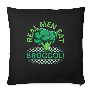 Les vrais hommes mangent du brocoli broccoholic légume végétalien - Housse de coussin décorative 45 x 45 cm - noir - Devant