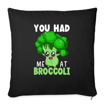 Vous m’avez eu au brocoli légume végétalien broccoholic - Housse de coussin décorative 45 x 45 cm - noir - Devant