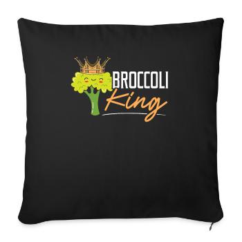 Brocoli King Broccoholic Légume Végétarien - Housse de coussin décorative 45 x 45 cm - noir - Devant