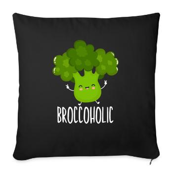 Broccoholic Légume Végétarien Végétalien Brocoli - Housse de coussin décorative 45 x 45 cm - noir - Devant