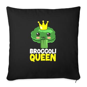 Brocoli Reine Broccoholic Légume Végétalien - Housse de coussin décorative 45 x 45 cm - noir - Devant