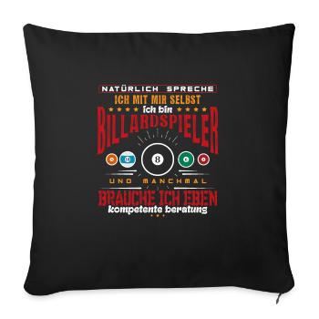 Billardspieler Billard Billardkugel - Sofakissenbezug 45 x 45 cm - Schwarz - Vorne