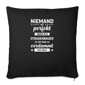 Straßenbauer I Autobahn Baustelle Motiv für - Sofakissenbezug 45 x 45 cm - Schwarz - Vorne