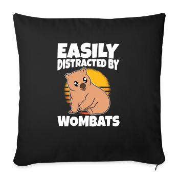 Easily Distracted By Wombats - Sofa pillowcase 17,3'' x 17,3'' (45 x 45 cm) - black - Front