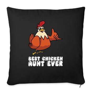 Meilleure tante de poulet de tous les temps - Housse de coussin décorative 45 x 45 cm - noir - Devant