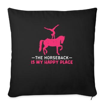 Voûter le cheval est mon endroit heureux - Housse de coussin décorative 45 x 45 cm - noir - Devant