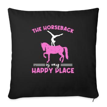 Voûter le cheval est mon endroit heureux - Housse de coussin décorative 45 x 45 cm - noir - Devant