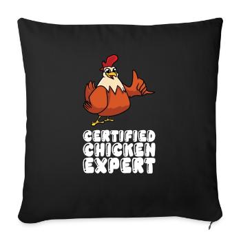 Expert certifié en poulet - Housse de coussin décorative 45 x 45 cm - noir - Devant