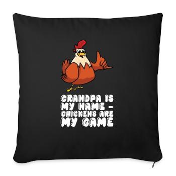 Grand-père est mon nom Les poulets sont mon jeu - Housse de coussin décorative 45 x 45 cm - noir - Devant