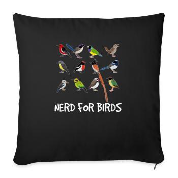 Nerd For Birds Bird Lovers Bird Watching Funny Bir - Sofa pillowcase 17,3'' x 17,3'' (45 x 45 cm) - black - Front