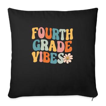 Vierte Klasse Vibes 4. Klasse Retro Back To School - Sofakissenbezug 45 x 45 cm - Schwarz - Vorne