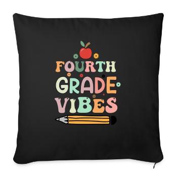 Vierte Klasse Vibes 4. Klasse Retro Back To School - Sofakissenbezug 45 x 45 cm - Schwarz - Vorne