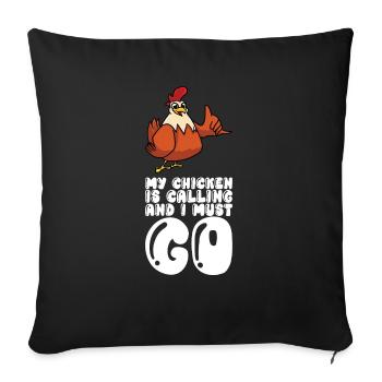 Mon poulet appelle et je dois partir - Housse de coussin décorative 45 x 45 cm - noir - Devant