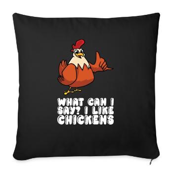Que puis-je dire, j’aime les poulets - Housse de coussin décorative 45 x 45 cm - noir - Devant