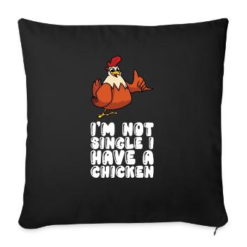 Je ne suis pas célibataire et j’ai un poulet - Housse de coussin décorative 45 x 45 cm - noir - Devant
