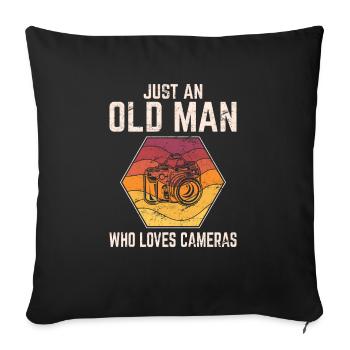 Old Man Loves Cameras Funny Photography Lover Phot - Sofa pillowcase 17,3'' x 17,3'' (45 x 45 cm) - black - Front