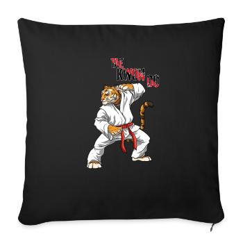 Niedlicher Taekwondo Tiger - Lustige TKD - Sofakissenbezug 45 x 45 cm - Schwarz - Vorne