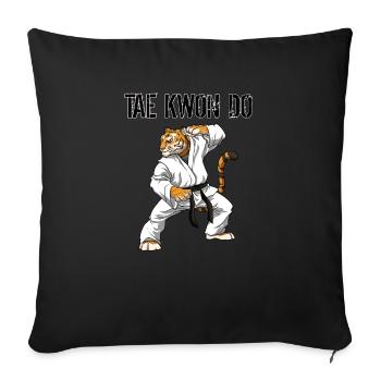 Taekwondo Tiger - TKD Kampfsport Tiger - Sofakissenbezug 45 x 45 cm - Schwarz - Vorne