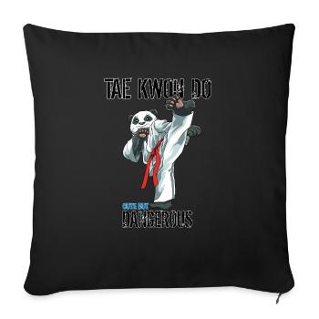 Panda Taekwondo - Lustige TKD Koreanische - Sofakissenbezug 45 x 45 cm - Schwarz - Vorne