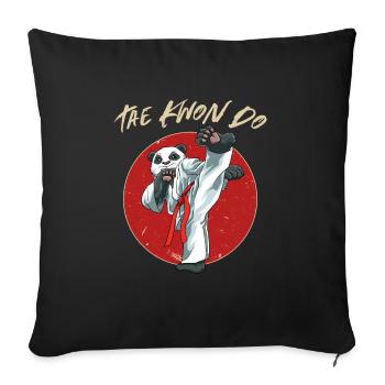 Taekwondo Panda - Niedlich TKD Koreanische - Sofakissenbezug 45 x 45 cm - Schwarz - Vorne