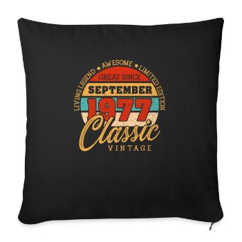 Rétro 45 ans Septembre 1977 anniversaire Vintage - Housse de coussin décorative 45 x 45 cm - noir - Devant