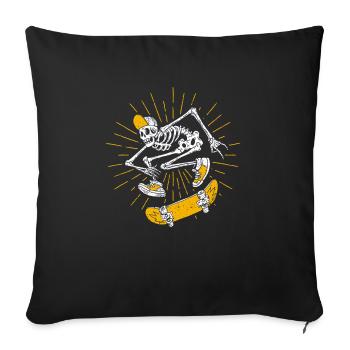 Rocker Skater Skeleton Beanie Cool Halloween Punk - Sofa pillowcase 17,3'' x 17,3'' (45 x 45 cm) - black - Front