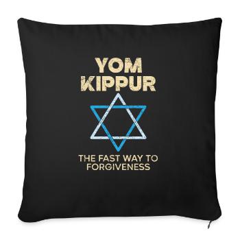 Yom Kippur The Fastest Way To Forgiveness Jewish - Sofa pillowcase 17,3'' x 17,3'' (45 x 45 cm) - black - Front