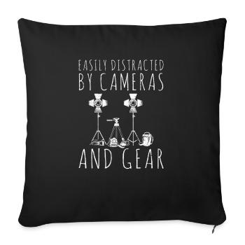 Distracted By Cameras & Gear Funny Photography Pho - Sofa pillowcase 17,3'' x 17,3'' (45 x 45 cm) - black - Front