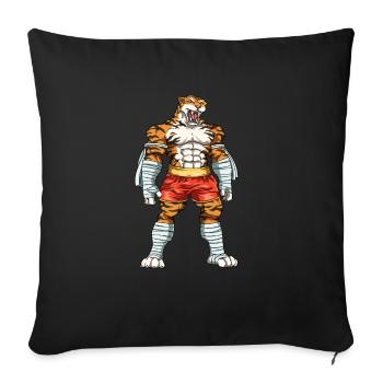 Starker Muay Thai Tiger - Riesiger Thai Boxing - Sofakissenbezug 45 x 45 cm - Schwarz - Vorne